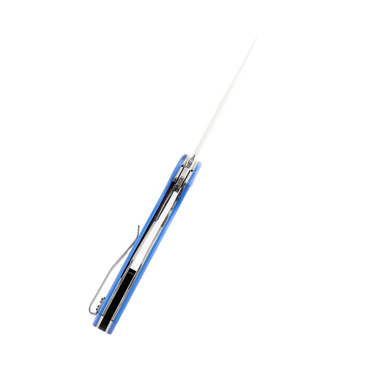 Blue handle lock knife with extended blade