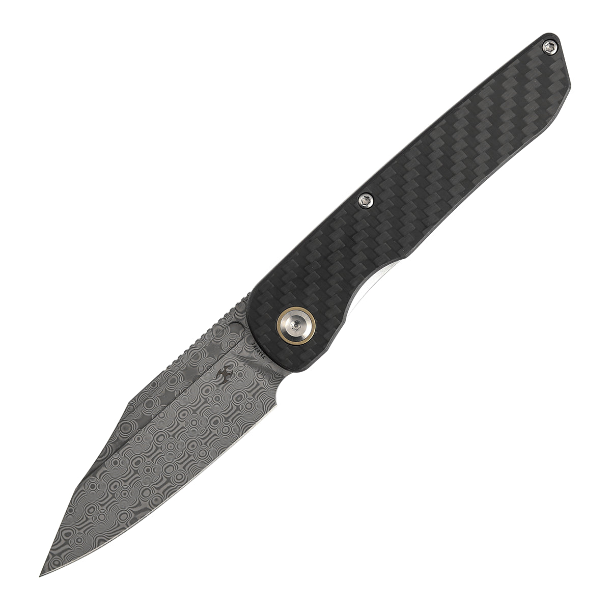 Kansept Nettle T1103A1 – 3.28" Damascus Tanto Liner Lock Knife Twill Carbon Fiber & G10
