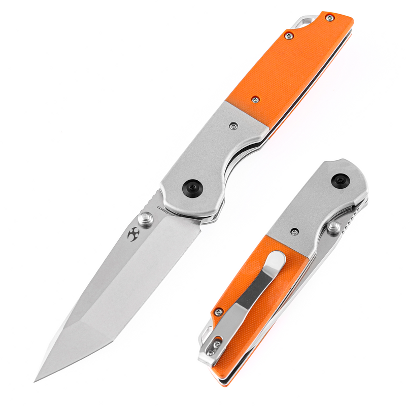 Kansept Warrior T1005T3 folding knife with orange G10 handle and D2 tanto blade
