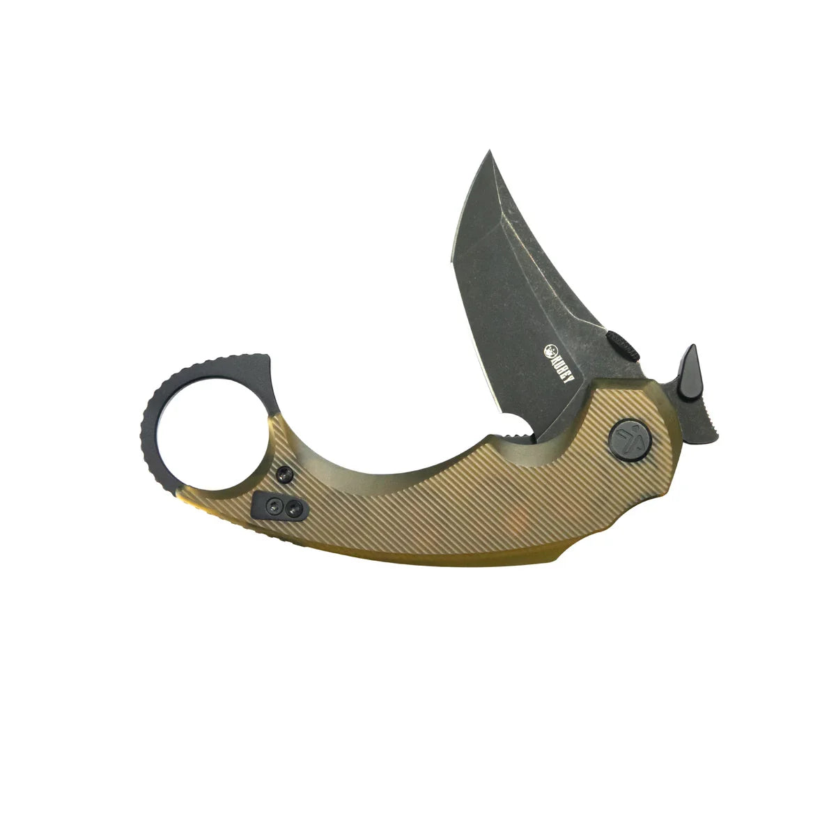 Kubey Jaw Karambit Folding Knife 2.52" 14C28N Blackwash Tanto Blade Ultem Handle KU439E