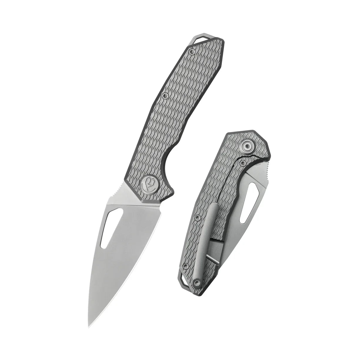 KB Coeus Outdoor Folding Knife 3.11" M390 Spear Point Blade Gray Titanium Handle KB286C