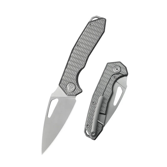 KB Coeus Outdoor Folding Knife 3.11" M390 Spear Point Blade Gray Titanium Handle KB286C
