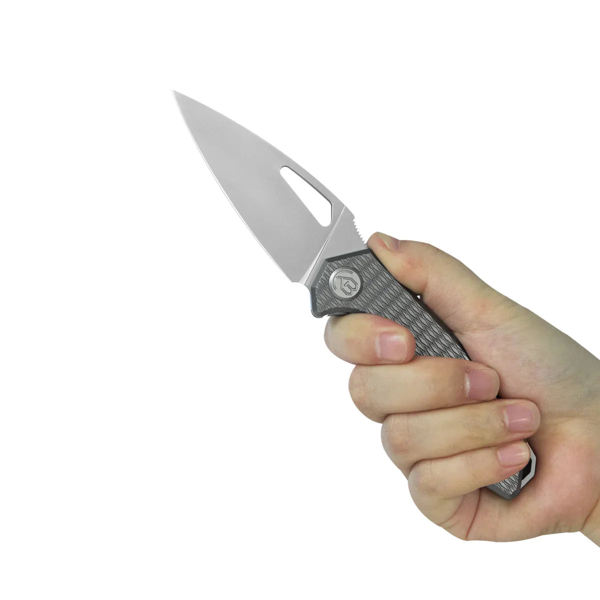 KB Coeus Outdoor Folding Knife 3.11" M390 Spear Point Blade Gray Titanium Handle KB286C