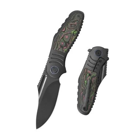 KB Stroller Folding Knife 3.35" CPM 20CV Regular DLC Clip Point Blade Titanium & CF Inlay Handle KB384D