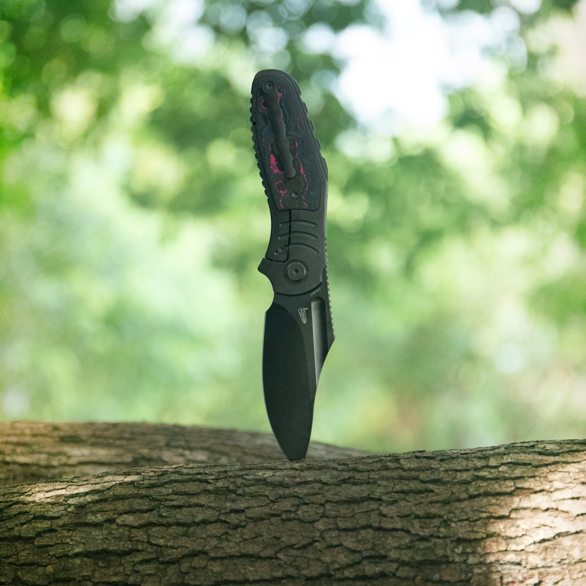 KB Stroller Folding Knife 3.35" CPM 20CV Regular DLC Clip Point Blade Titanium & CF Inlay Handle KB384D