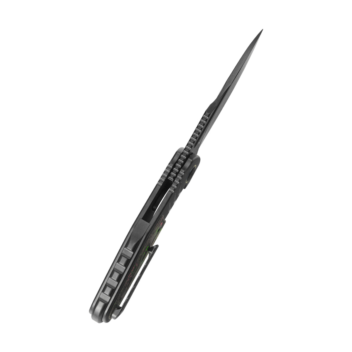 KB Stroller Folding Knife 3.35" CPM 20CV Regular DLC Clip Point Blade Titanium & CF Inlay Handle KB384D