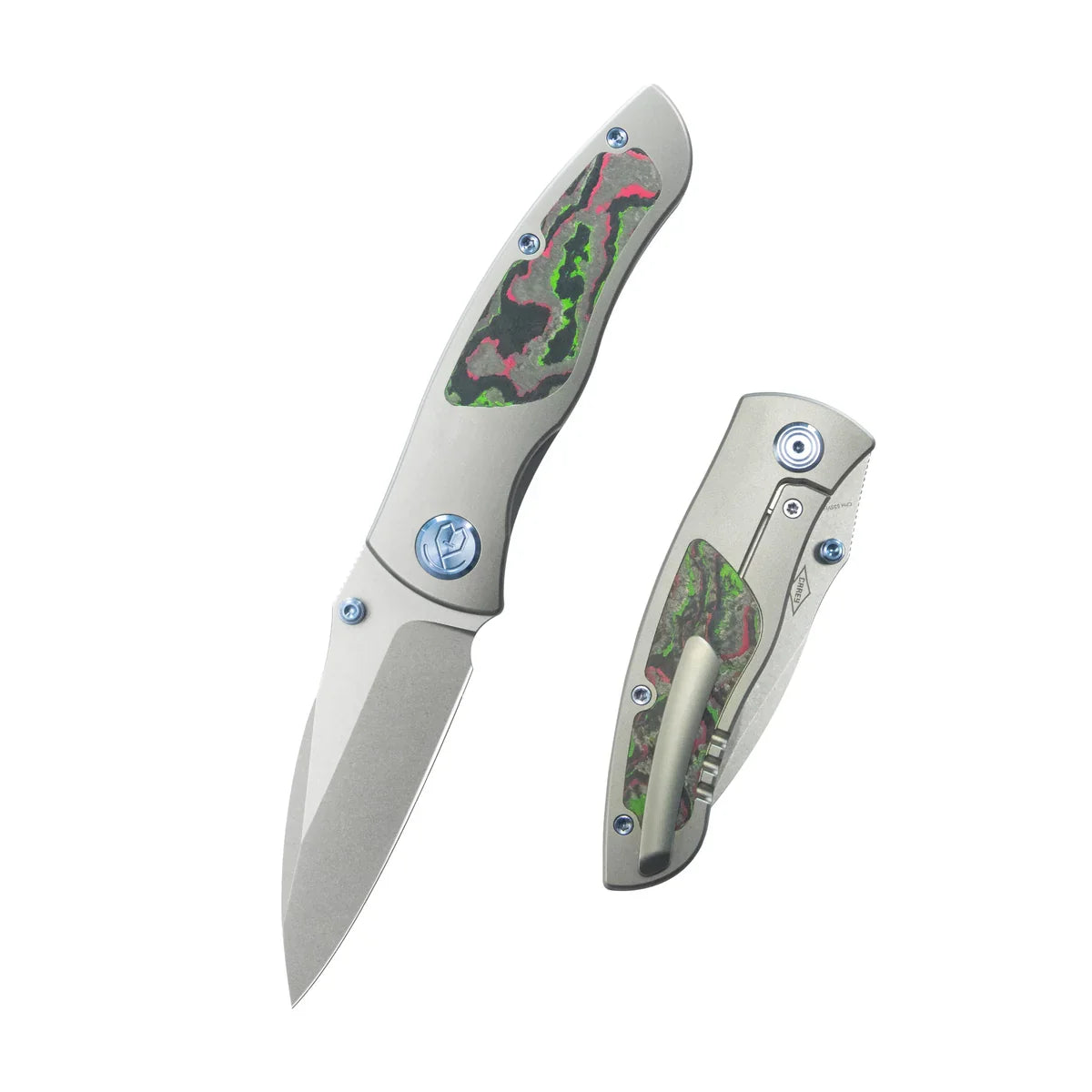 KB Vertigo Folding Knife 3.11" S35VN Wharncliffe Blade Gray Titanium Handle w/ Carbon Fiber Inlays KB258B