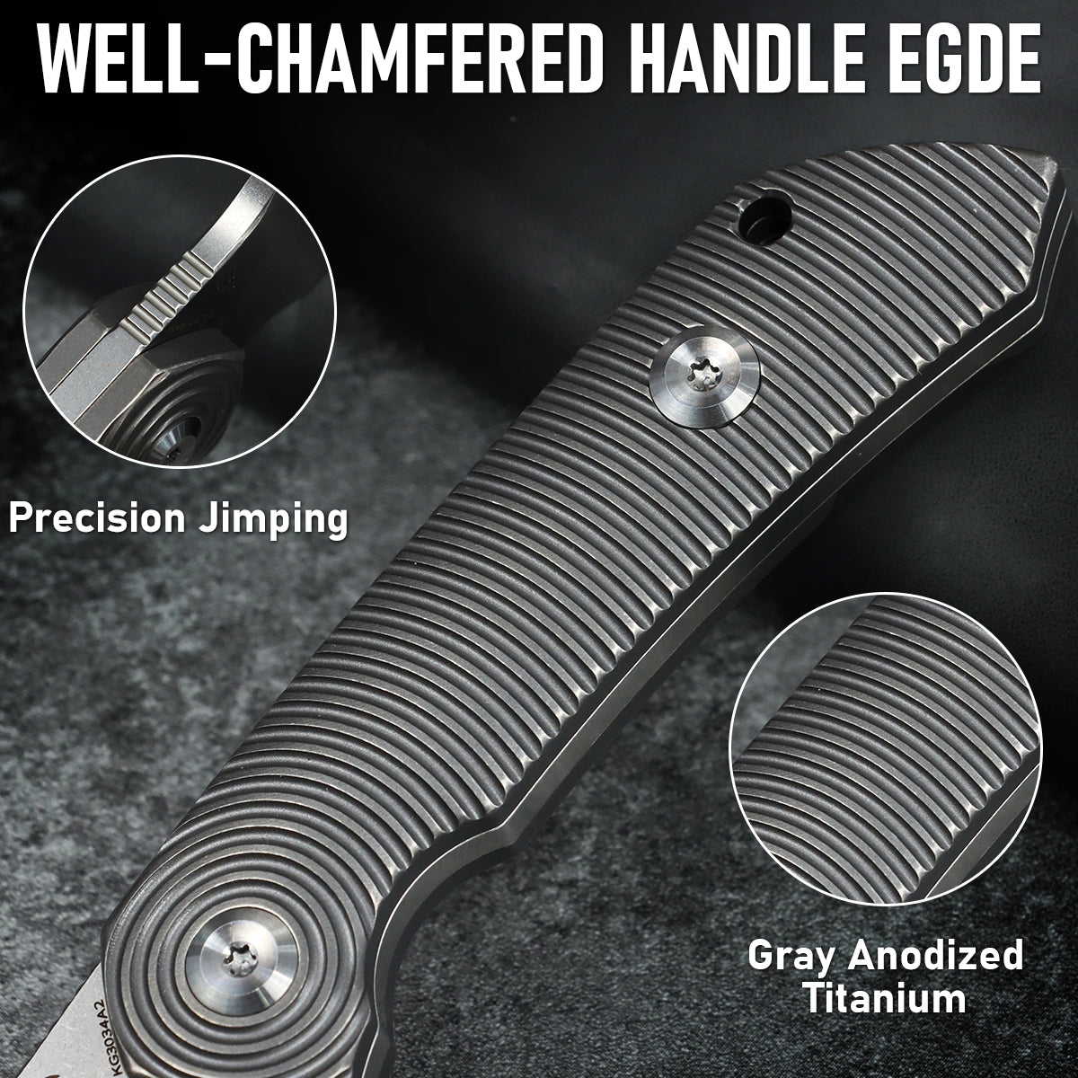 Kansept Fenrir KG3034A2 Gray Anodized Titanium handle detail
