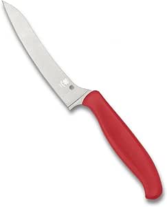 Spyderco Z-Cut Kitchen Knife – 4.4" CTS BD1N Stainless Steel Blade, Red Injection Molded Polypropylene Handle – KT14PRD
