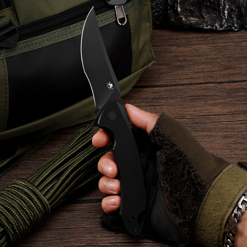 Klaken Falcon KL-02-BlackG10 front view – 3.86″ black PVD D2 folding knife