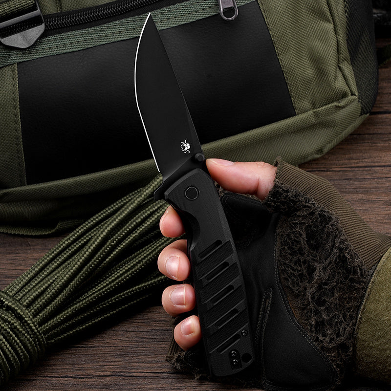 Klaken Ranger KL-03-BlackG10 blade detail – black Ti-coated D2