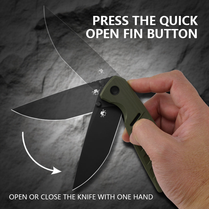 Klaken Ranger KL-03-GreenG10 one-hand flipper opening