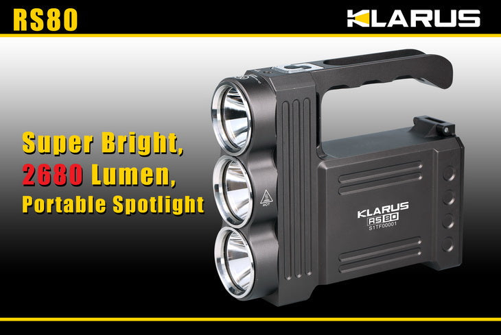 Klarus RS80 2680 Lumen Triple CREE XM-L U2 LED Rechargeable Flashlight