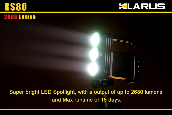Klarus RS80 2680 Lumen Triple CREE XM-L U2 LED Rechargeable Flashlight