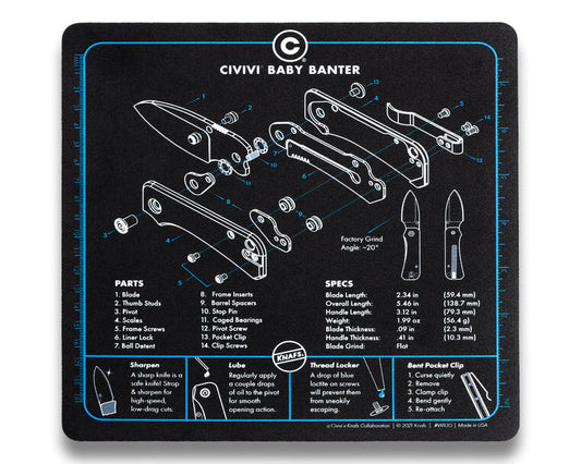 Knafs CIVIVI Shop Mat Mouse Pad KNAFS-00045 – Baby Banter 9x9" Desk & Knife Maintenance Mat