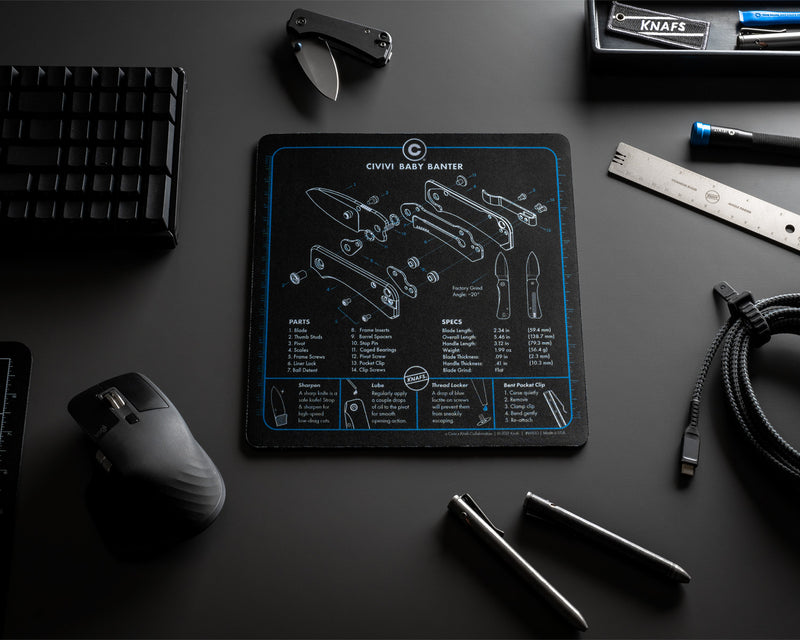 Knafs CIVIVI Shop Mat Mouse Pad KNAFS-00045 – Baby Banter 9x9" Desk & Knife Maintenance Mat