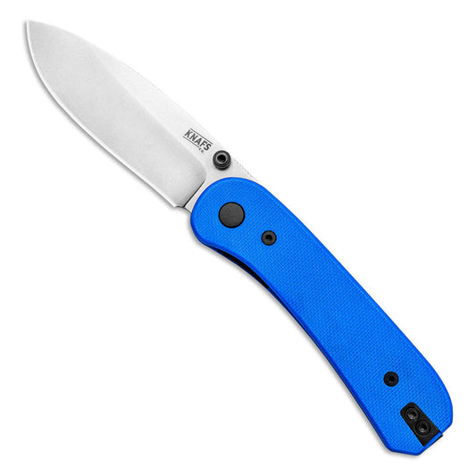 Knafs Lander 1 KNAFS-00065 – 2.75" D2 Drop Point Pocket Knife with Blue G10 Handles