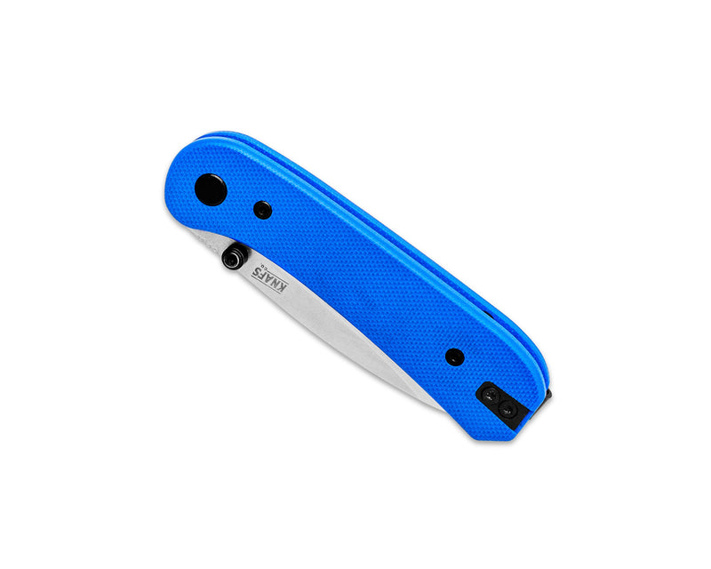 Knafs Lander 1 KNAFS-00065 – 2.75" D2 Drop Point Pocket Knife with Blue G10 Handles