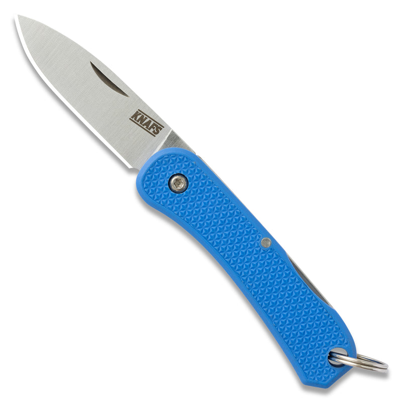 Knafs Lander 6 KNAFS-00424 – 1.55" 4034SS Drop Point Mini Keychain Knife with Blue FRN