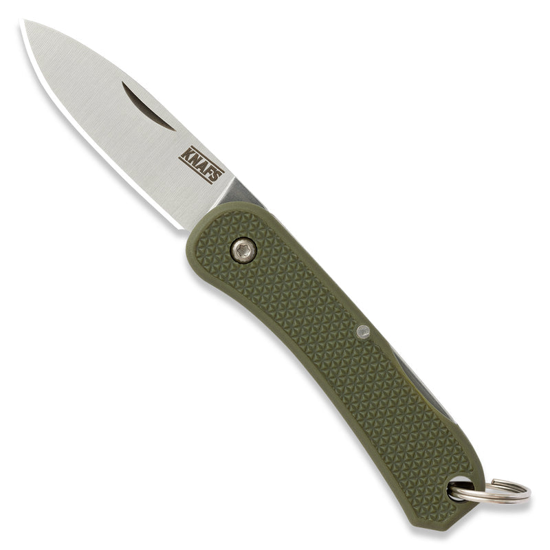 Knafs Lander 6 KNAFS-00426 – 1.55" 4034SS Drop Point Mini Keychain Knife with OD Green FRN