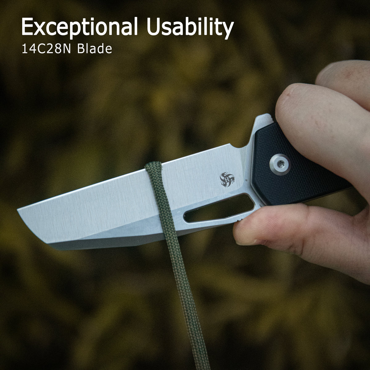 Kubey 10-8 Button Lock Folding Survival Knife 3.15" 14C28N Satin Sheepsfoot Blade Black G10 Handle KU363A