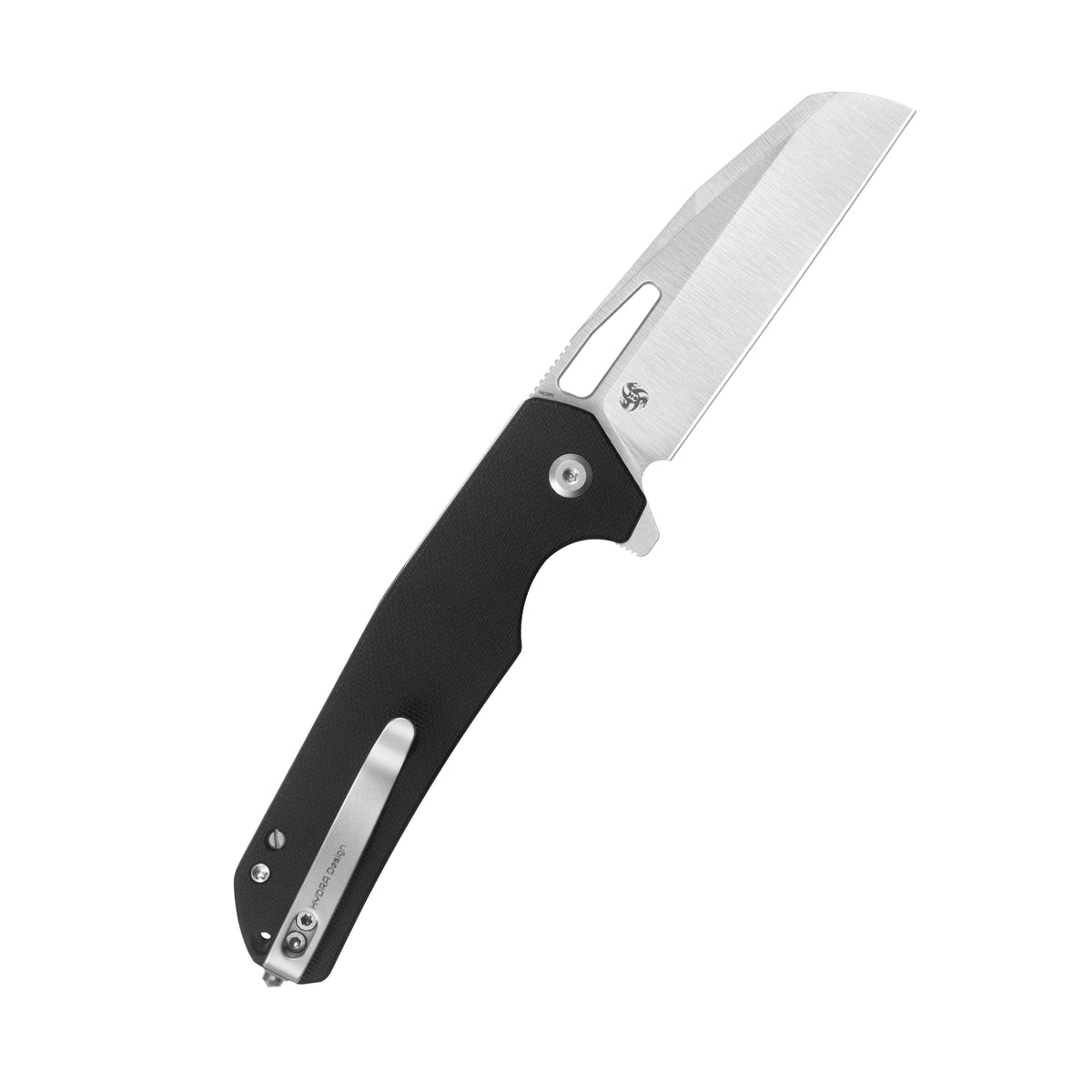 Kubey 10-8 Button Lock Folding Survival Knife 3.15" 14C28N Satin Sheepsfoot Blade Black G10 Handle KU363A