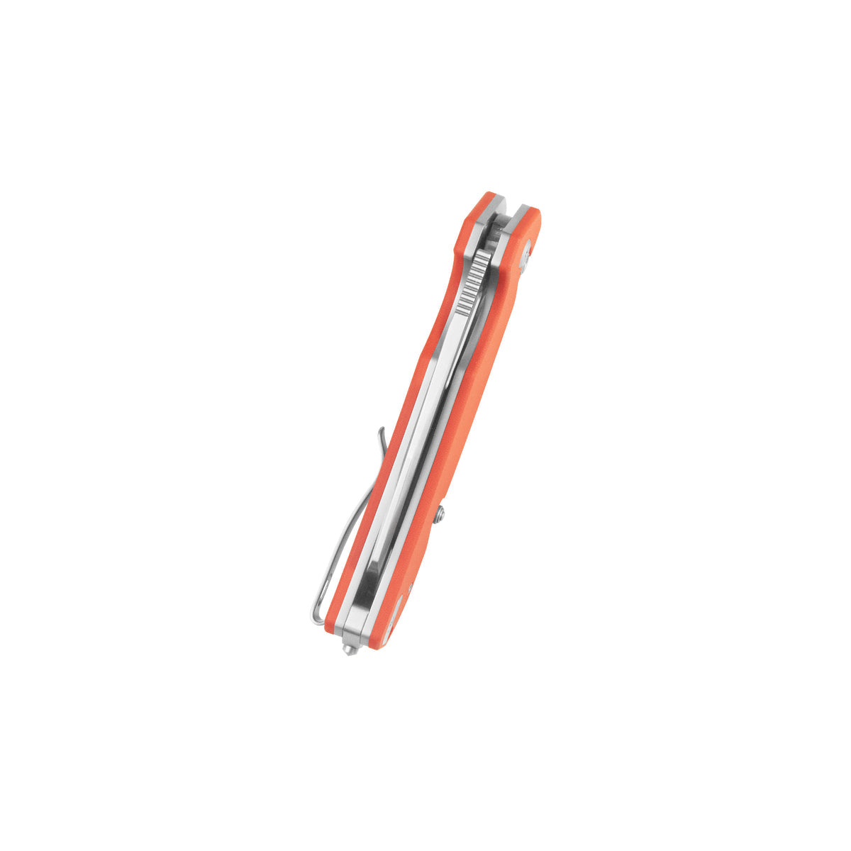 10-8 Button Lock Survival Folding Knife Orange G10 Handle 3.15" Satin 14C28N KU363B