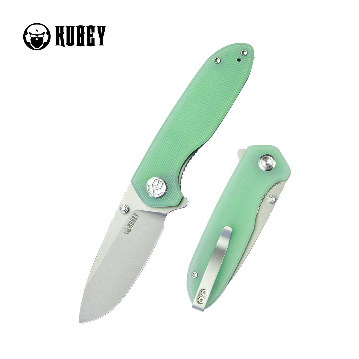 Kubey Belus KUB342F EDC Folding Knife – Jade G10, 3.39″ D2 Blade