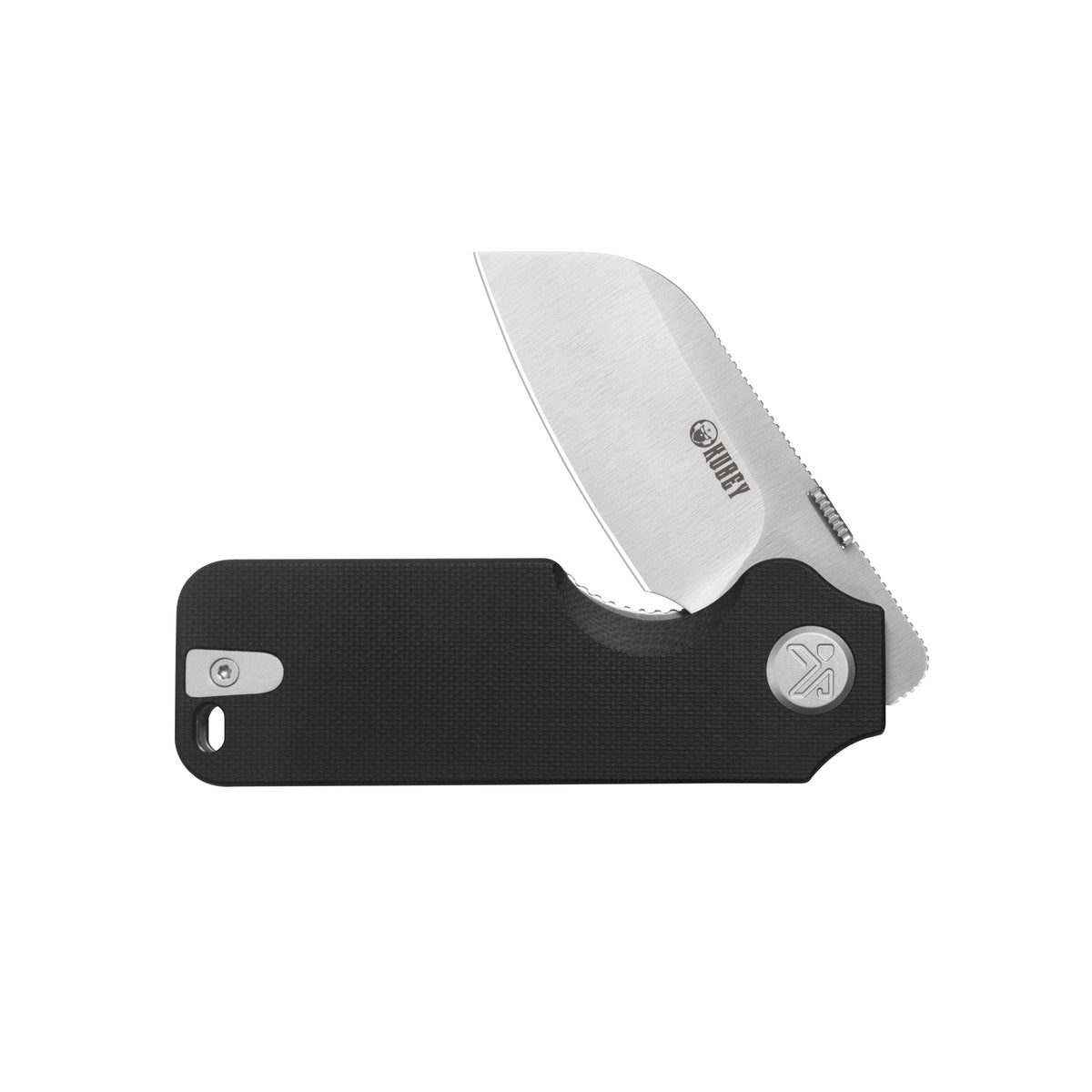 Kubey Boxer Liner Lock Flipper Folding Knife Black G10 Handle 2.48" Satin 14C28N Sheepsfoot KU407A