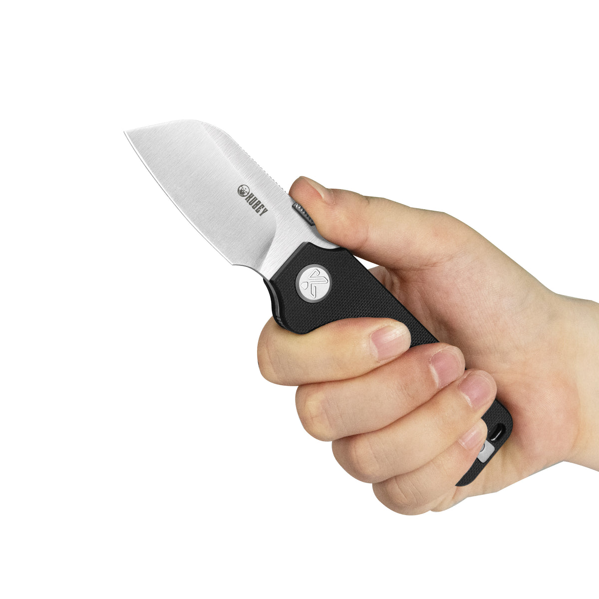 Kubey Boxer Liner Lock Flipper Folding Knife Black G10 Handle 2.48" Satin 14C28N Sheepsfoot KU407A