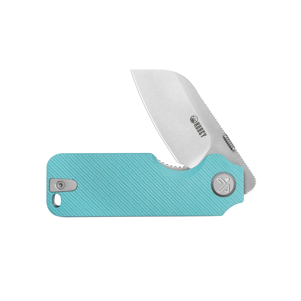 Kubey Boxer Liner Lock Flipper Folding Knife Blue G10 Handle 2.48" Satin 14C28N Sheepsfoot KU407B