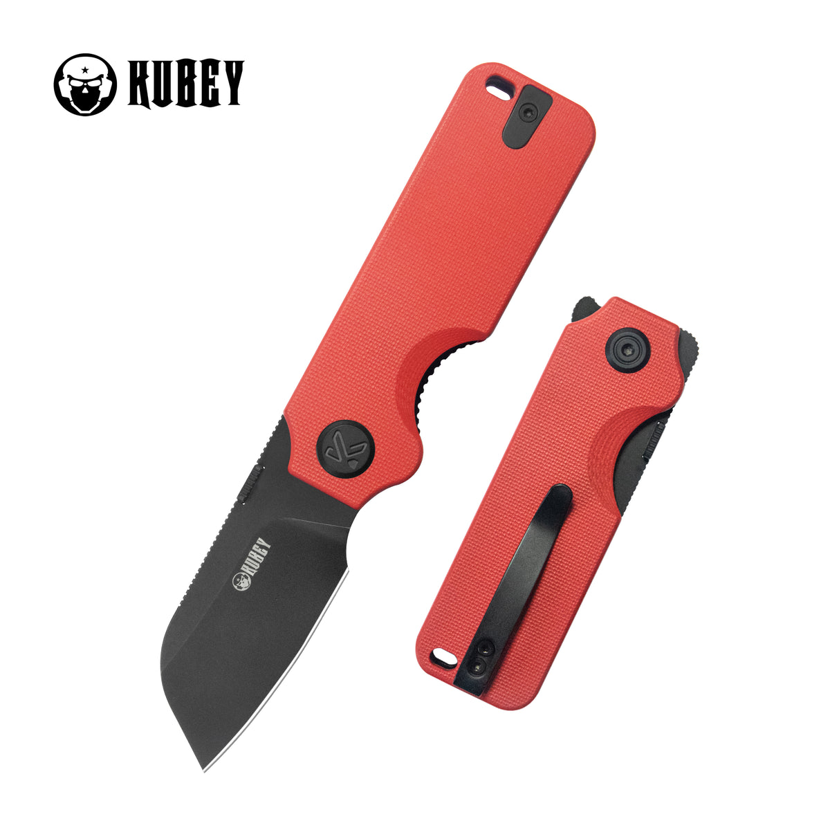 Kubey Boxer Folding Knife 3.1" 14C28N Sheepsfoot Blade Red G10 Handle KU407D