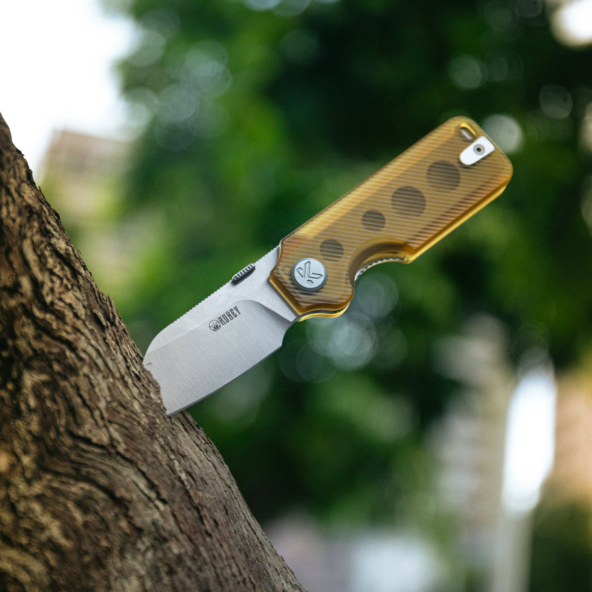 Kubey Boxer Folding Knife 3.1" 14C28N Sheepsfoot Blade White G10 Handle KU407E