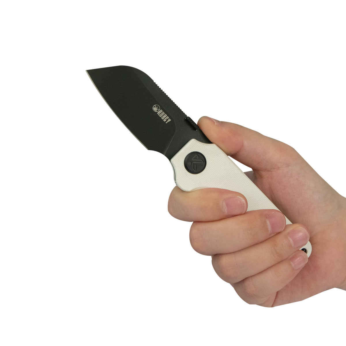 Kubey Boxer Folding Knife 3.1" 14C28N Sheepsfoot Blade White G10 Handle KU407E