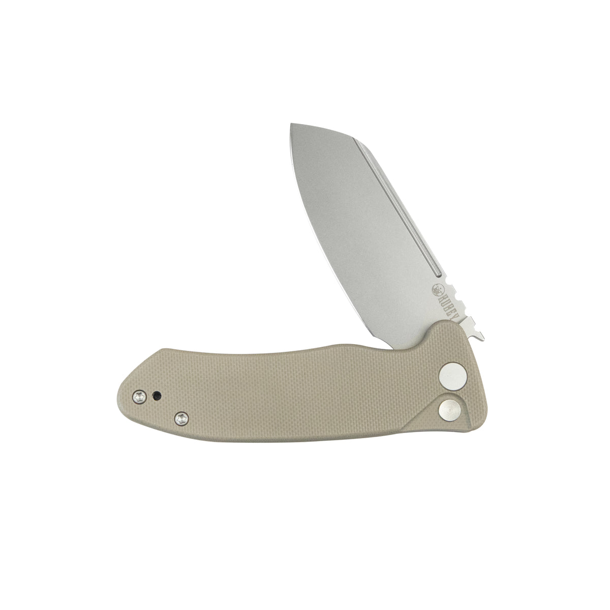Kubey Creon Small Pocket Knife 2.87" AUS-10 Beadblasted Blade Tan G10 Handle Button Lock KU336K