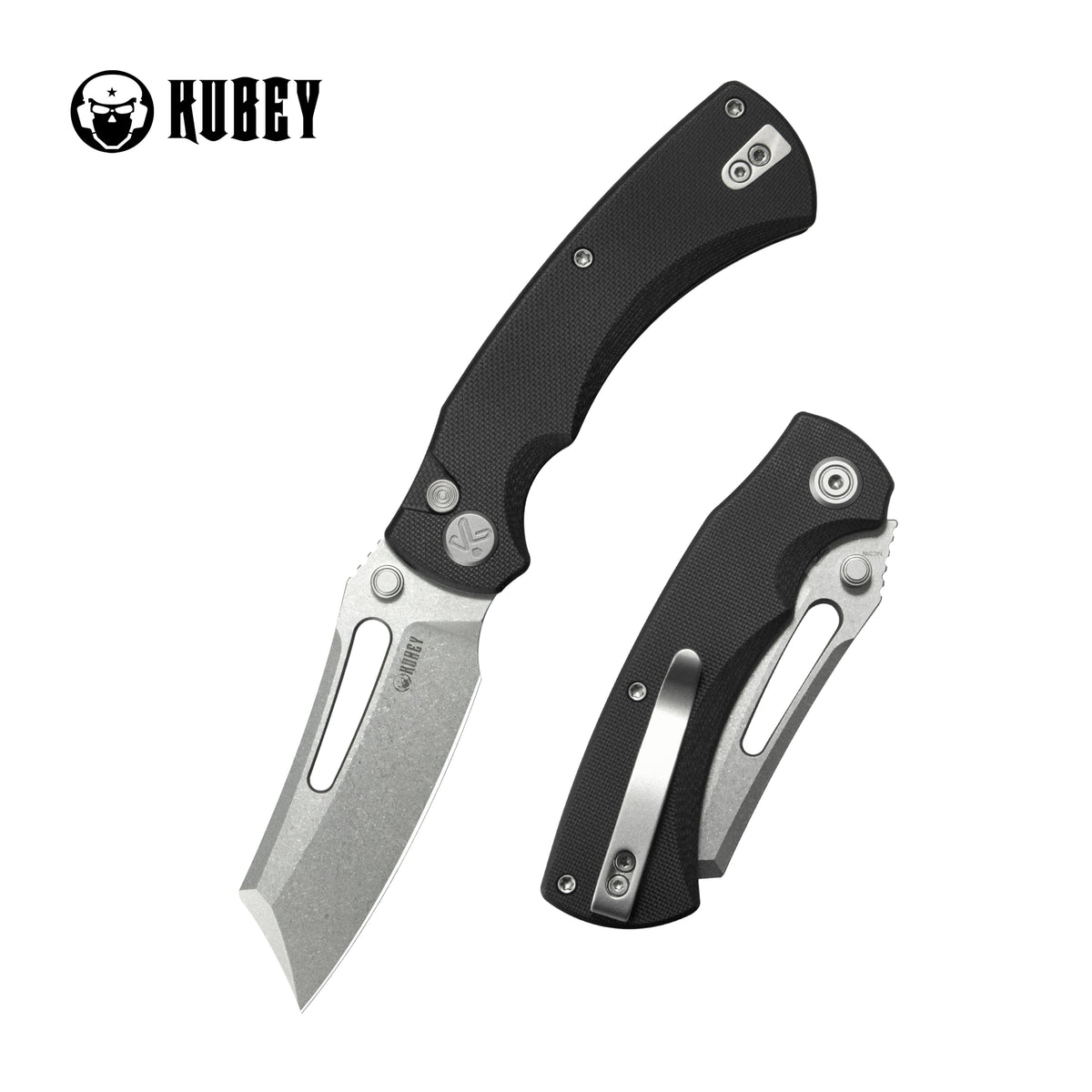 Kubey Dheo EDC Folding Knife Black G10 Handle 3.15" Beadblast 14C28N KU378A