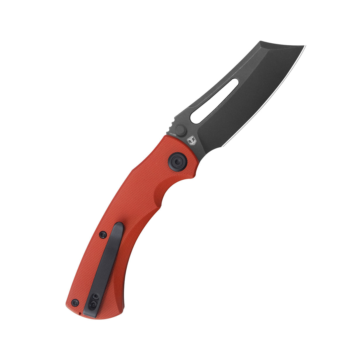 Kubey Dheo Liner Lock Flipper Folding Knife Red G10 Handle 3.15" Blackwash 14C28N Drop Point KU378C