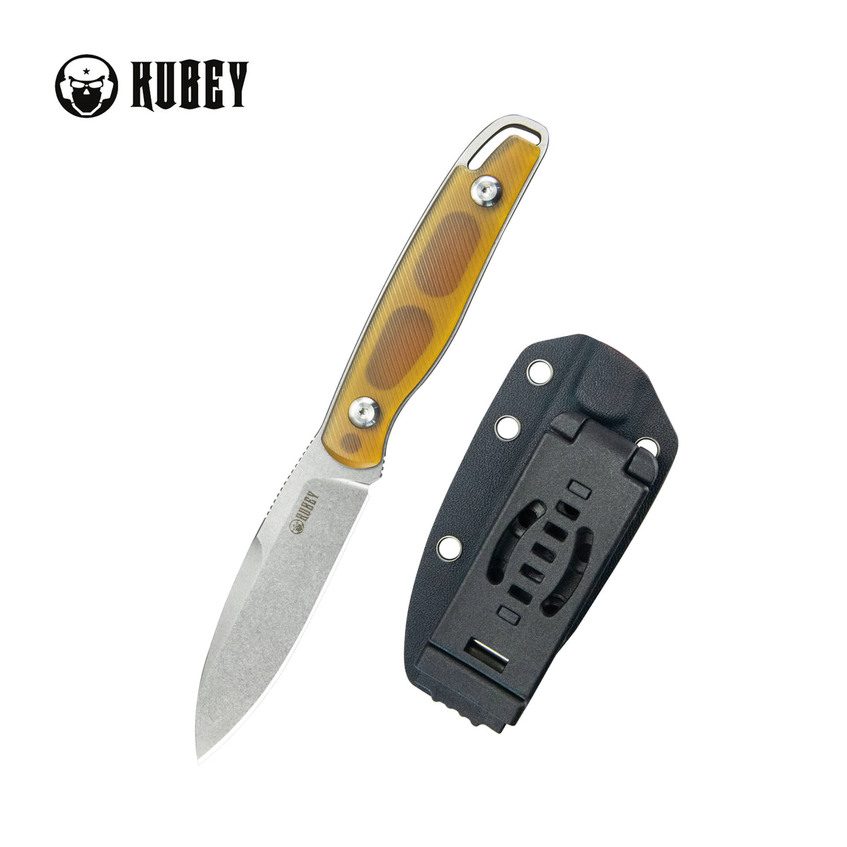 Kubey Dust Devil Fixed Blade Knife 3.23" 14C28N Spear Point Beadblast Ultem Handle KU357C