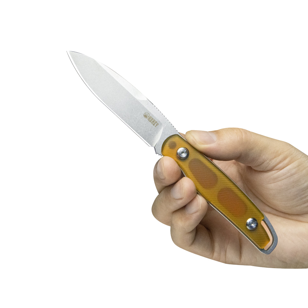 Kubey Dust Devil Fixed Blade Knife 3.23" 14C28N Spear Point Beadblast Ultem Handle KU357C