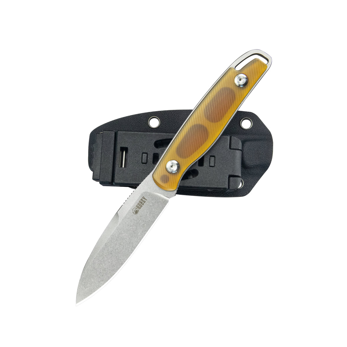 Kubey Dust Devil Fixed Blade Knife 3.23" 14C28N Spear Point Beadblast Ultem Handle KU357C