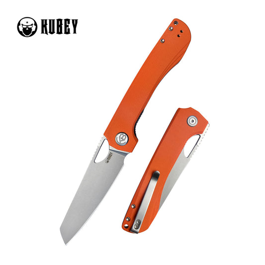 Kubey Elang KUB365A Linerlock Folding Knife – Orange G10, 3.74″ D2 Blade