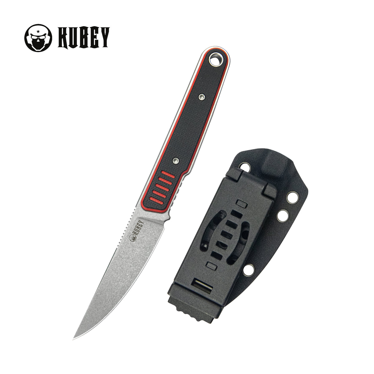 Kubey JL Kwaiken Fixie Fixed Blade Knife Red Black G10 Handle 3.11" Beadblast 14C28N KU355A