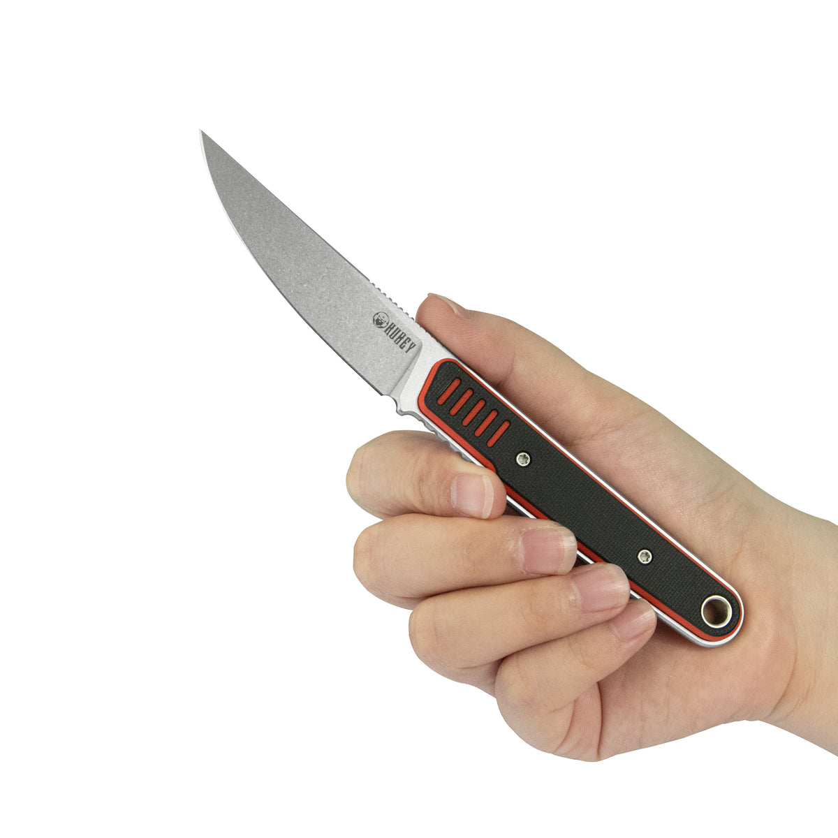 Kubey JL Kwaiken Fixie Fixed Blade Knife Red Black G10 Handle 3.11" Beadblast 14C28N KU355A