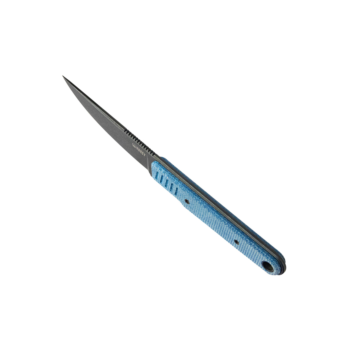 Kubey JL Kwaiken Fixie Fixed Blade Knife Blue Micarta Handle 3.11" Blackwash 14C28N KU355B
