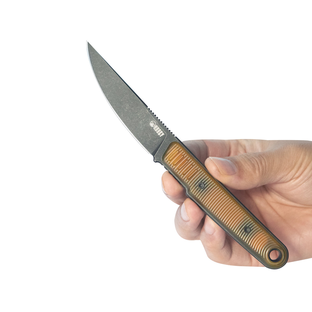 Kubey JL Kwaiken Fixie Fixed Blade Knife Ultem G10 Handle 3.11" Blackwash 14C28N KU355D