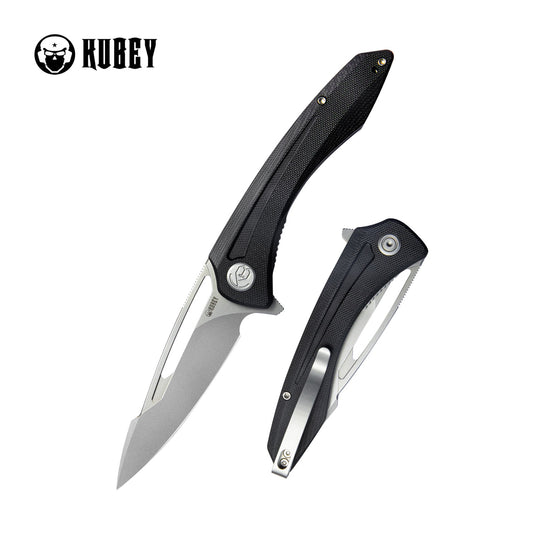 Kubey Merced KUB345A Linerlock Folding Knife – Black G10, D2 Blade