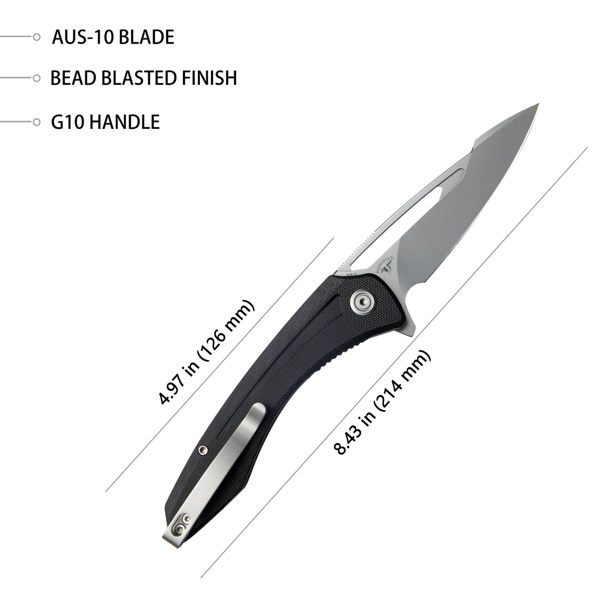 Kubey Merced KUB345A Linerlock Folding Knife – Black G10, D2 Blade