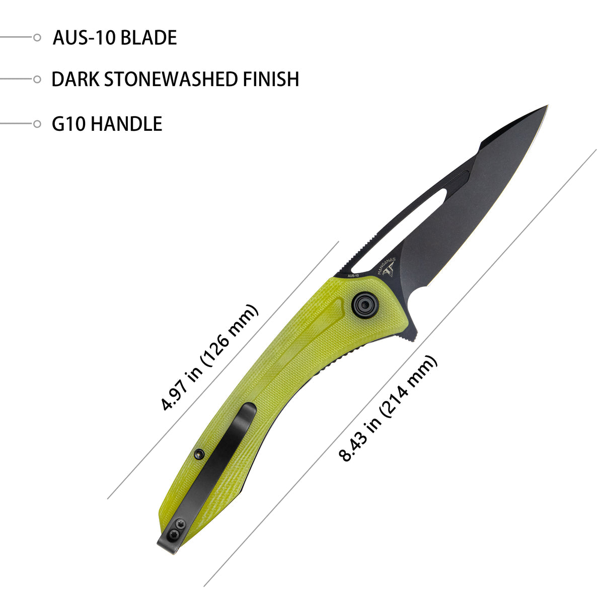 Kubey Merced KUB345C Linerlock Folding Knife – Yellow G10, D2 Blade