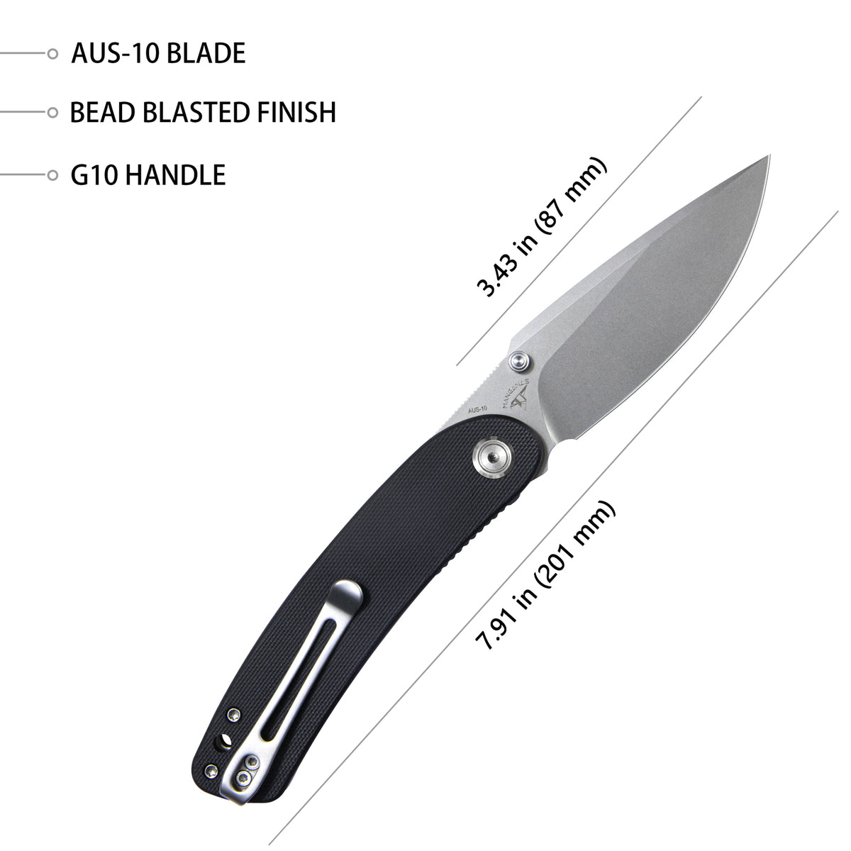 Kubey Momentum KUB344H Linerlock Folding Knife – Black G10, D2 Blade