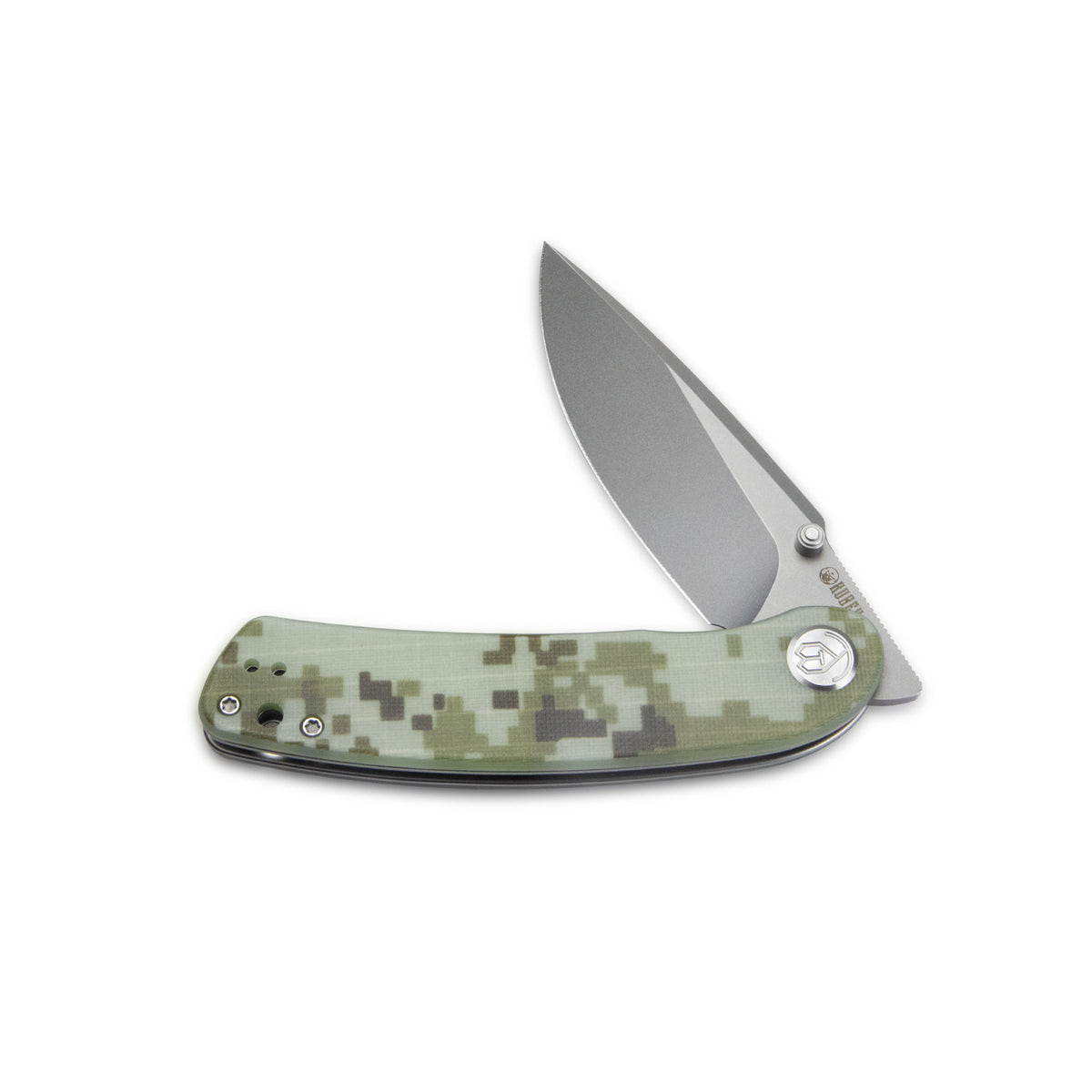 Kubey Momentum Front Flipper Folding Knife 3.43" AUS-10 Bead Blasted Drop Point Blade Digital Camo G10 Handle KU344K